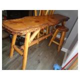 HANDMADE SOLID WOOD BAR & 6 STOOLS / HS
