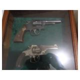 2 - VINTAGE .38 REVOLVERS IN SHADOW BOX / OF