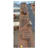 VINTAGE TOOLS MOUNTED ON WOOD  FOR DISPLAY / GH