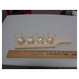 WOOD SHOT GLASS SERVER & GLASSES WOOD SHOT GLASS SERVER & GLASSES