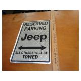 LIGHTWEIGHT METAL JEEP PARKING SIGN / UT LIGHTWEIGHT METAL JEEP PARKING SIGN / UT