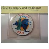 2001 KENNEDY HALF W COLORIZED NY ON FRT 2001 KENNEDY HALF W COLORIZED NY ON FRT