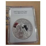 1 TROY OZ SILVER 2022 YEAR OF TIGER COIN 1 TROY OZ SILVER 2022 YEAR OF TIGER COIN