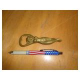 VINTAGE BRASS RISQUE BOTTLE OPENER