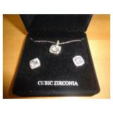 CUBIC ZIRCONIA NECKLACE & EARRING SET
