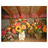 LARGE SHELF OF ARTIFICIAL FLOWERS / BM