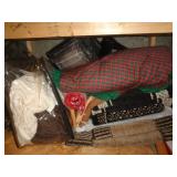 LARGE SHELF OF BLANKETS, RUGS & ETC / BM