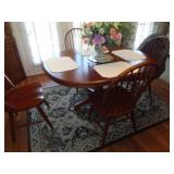 DINING TABLE W LEAF & 6 CHAIRS  29"T X 46" WX 58"