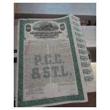 RAILROAD STOCK BONDS - PITTSBURG 1975