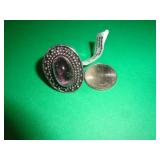 GERMAN SILVER RING - AMETHYST - SZ 6