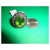 GERMAN SILVER RING - PERIDOT - SZ 8