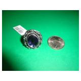 GERMAN SILVER RING -    AMETHYST SZ 9