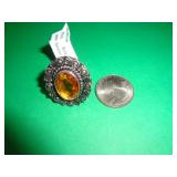 GERMAN SILVER RING - CITRINE SZ 7
