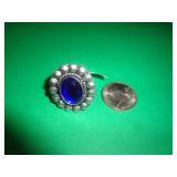 GERMAN SILVER RING - TANZANITE QUARTZ SZ 6