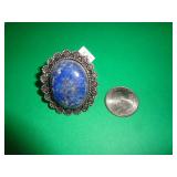 GERMAN SILVER RING - LAPIS - SZ 6