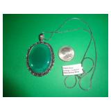 GERMAN SILVER NECKLACE -  GREEN ONYX