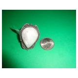 GERMAN SILVER RING - RAINBOW MOONSTONE - SZ 8