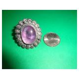 GERMAN SILVER RING - AMETHYST - SZ 6