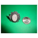 GERMAN SILVER RING -    ROSE QUARTZ SZ 6