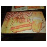 10X16 RETRO METAL SIGN - HOT DOGS & BEER