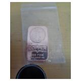 1 TROY OZ COPPER BAR - ST. GAUDENS