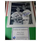 WHITEY FORD & SANDY KOUFAX - 8X10 W CERT