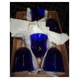 COBALT BLUE STEMMED GOBLETS