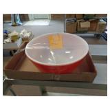 RED PYREX BOWL 10' ACROSS