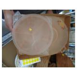 SATIN PINK GLASS FOOTED BOWL & PLATTER / RK