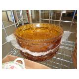 2 - LARGE AMBER GLASS BOWLS / RK