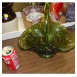 GREEN GLASS BASKET