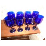 SET OF 8 COBALT BLUE STEMWARE