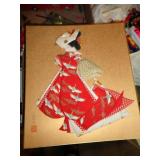 ASIAN ART BRIGHTLY DRESSES GIRL