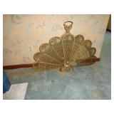 BRASS PEACOCK FIREPLACE SCREEN