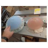 5 - BLUE & 1 - PINK CEILING LIGHT GLASS 8' ACROSS 5 - BLUE & 1 - PINK CEILING LIGHT GLASS 8' ACROSS