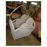 WICKER MAG RACK & HEART BASKET WICKER MAG RACK & HEART BASKET
