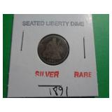 1891 SEATED LIBERTY DIME 1891 SEATED LIBERTY DIME