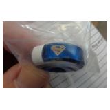 BLUE TITANIUM SUPERMAN SYMBOL RING SZ 9 BLUE TITANIUM SUPERMAN SYMBOL RING SZ 9