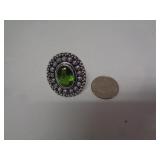 RING - GERMAN SILVER - PERIDOT - SZ 9