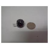 RING - GERMAN SILVER - AMETHYST - SZ 9
