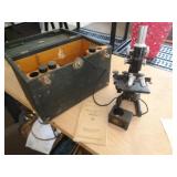 BAUSCH & LOMB MICROSCOPE IN WOOD CASE