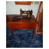 DOMESTIC SEWING MACHINE & CABINET / SEE DESCR*