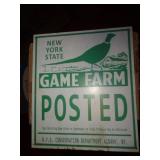 12" X 14" METAL - NEW YORK STATE GAME FARM SIGN