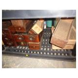 LOT OF SEWING CABINET DRAWERS & WOOD BOX