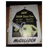 8" X 10.5" METAL - MCCULLOCH CHAINSAW SIGN