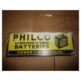 3" X 8" METAL - PHILCO BATTERIES SIGN