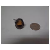 RING - GERMAN SILVER - TIGER EYE - SZ 9