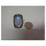 RING - GERMAN SILVER - WHITE OPAL - SZ 7