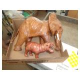LEATHER MADE ELEPHANT & HIPPO