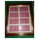 THREE CENT U S POSTAGE STAMPS / FRAMED
